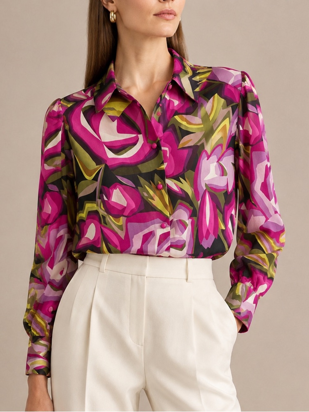 Missoni Pink Multi Abstract Floral Button-Front Blouse